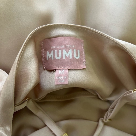 Show Me Your Mumu Verona Cowl Dress in Champagne Luxe Satin sz M - Picture 5 of 6